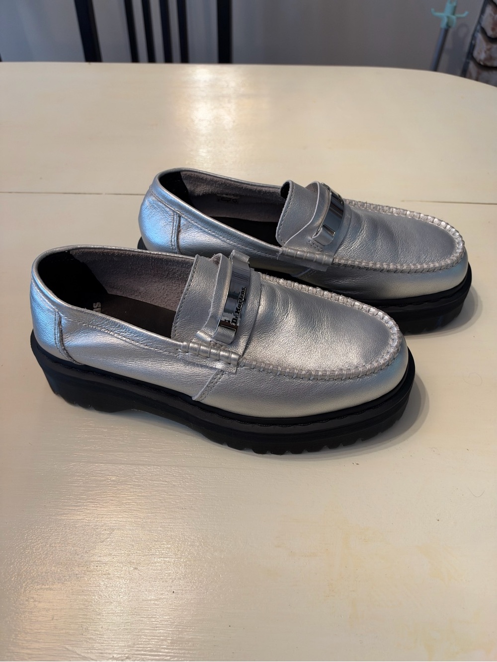 Dr. Martens Silver Penton Loafers